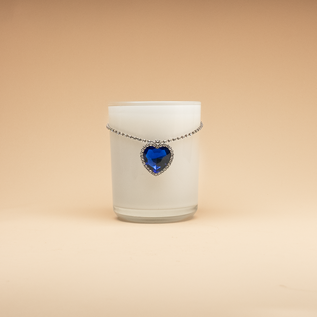 blue heart candle